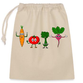 Les personnages de légumes posent - Sac cadeau en coton avec cordon (25 x 30 cm) - nature - Devant