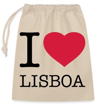 I LOVE LISBON, Lisbon, Lisbon, Portugal - Closable cotton gift bag (25x30cm) - nature - Front