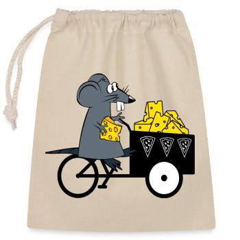 Mouse Cheese Supplier - Closable cotton gift bag (25x30cm) - nature - Front