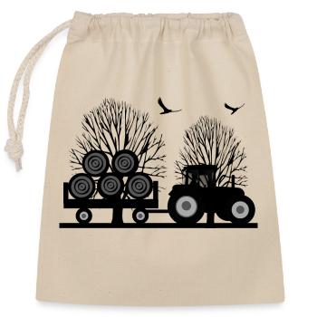Tractor - Closable cotton gift bag (25x30cm) - nature - Front