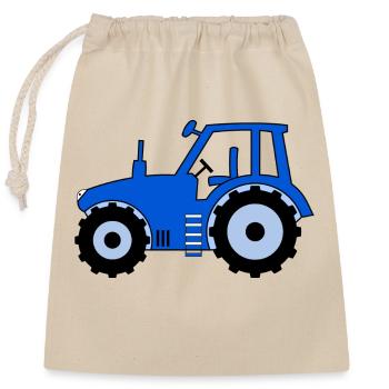 Traktor blau - Verschließbarer Geschenkbeutel aus Baumwolle (25x30cm) - Natur - Vorne