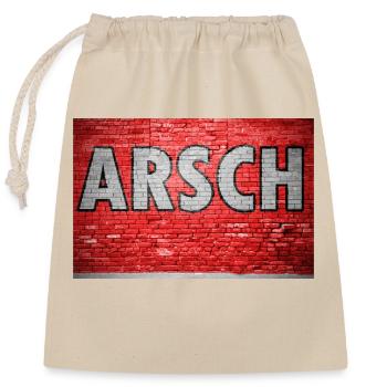 Ass Brick Wall Graffiti - Closable cotton gift bag (25x30cm) - nature - Front