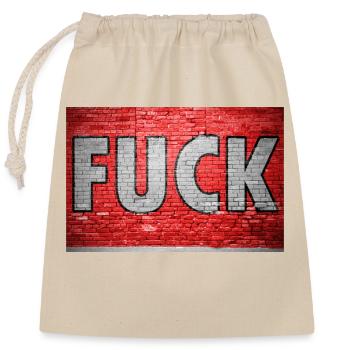 Fuck Brick Wall Graffiti - Closable cotton gift bag (25x30cm) - nature - Front