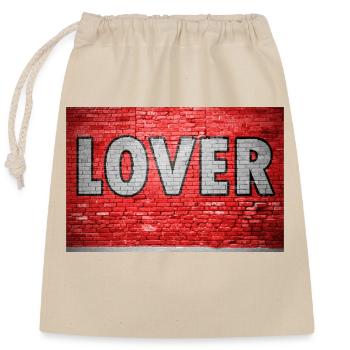 Lover Brick Wall Graffiti - Closable cotton gift bag (25x30cm) - nature - Front