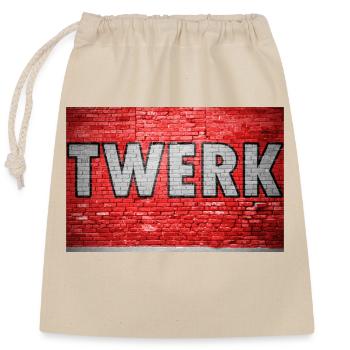 Twerk Brick Wall Graffiti - Closable cotton gift bag (25x30cm) - nature - Front