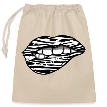 Colorez les lèvres! - Sac cadeau en coton avec cordon (25 x 30 cm) - nature - Devant