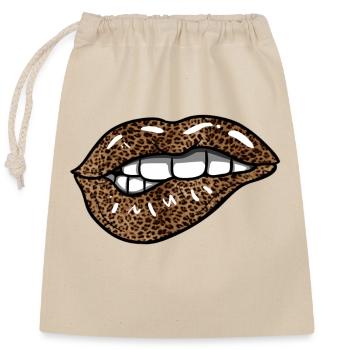 Leopard Lips - Closable cotton gift bag (25x30cm) - nature - Front