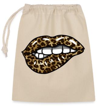 Leopard Lips - Closable cotton gift bag (25x30cm) - nature - Front