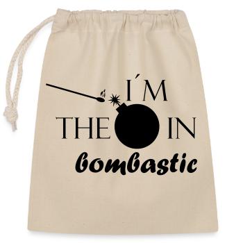 Bombe in Bombastisch - Bild mit Schriftzug - Verschließbarer Geschenkbeutel aus Baumwolle (25x30cm) - Natur - Vorne