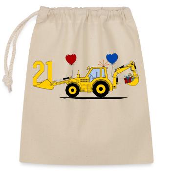 21st birthday excavator tractor - Closable cotton gift bag (25x30cm) - nature - Front