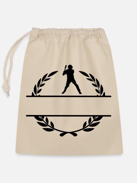 Baseballspieler bereit, Monogramm zu treffen - Verschließbarer Geschenkbeutel aus Baumwolle (25x30cm) - Natur
