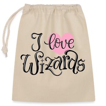 J’aime les sorciers - Sac cadeau en coton avec cordon (25 x 30 cm) - nature - Devant