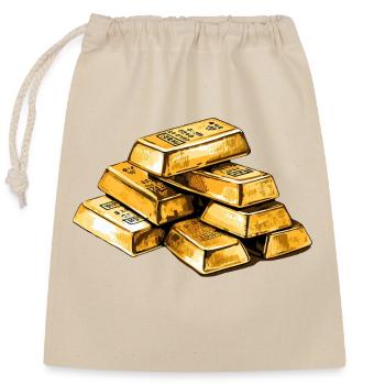 Goldbarren - Lifestyle und finanzieller Erfolg - Verschließbarer Geschenkbeutel aus Baumwolle (25x30cm) - Natur - Vorne
