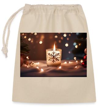 Bougie de Noël - Sac cadeau en coton avec cordon (25 x 30 cm) - nature - Devant