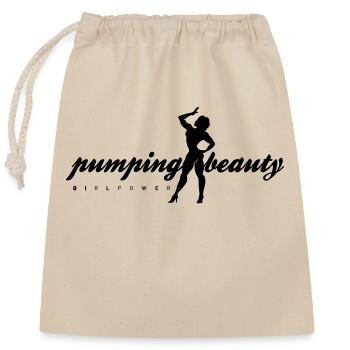 Pumping Beauty Lettering - Closable cotton gift bag (25x30cm) - nature - Front