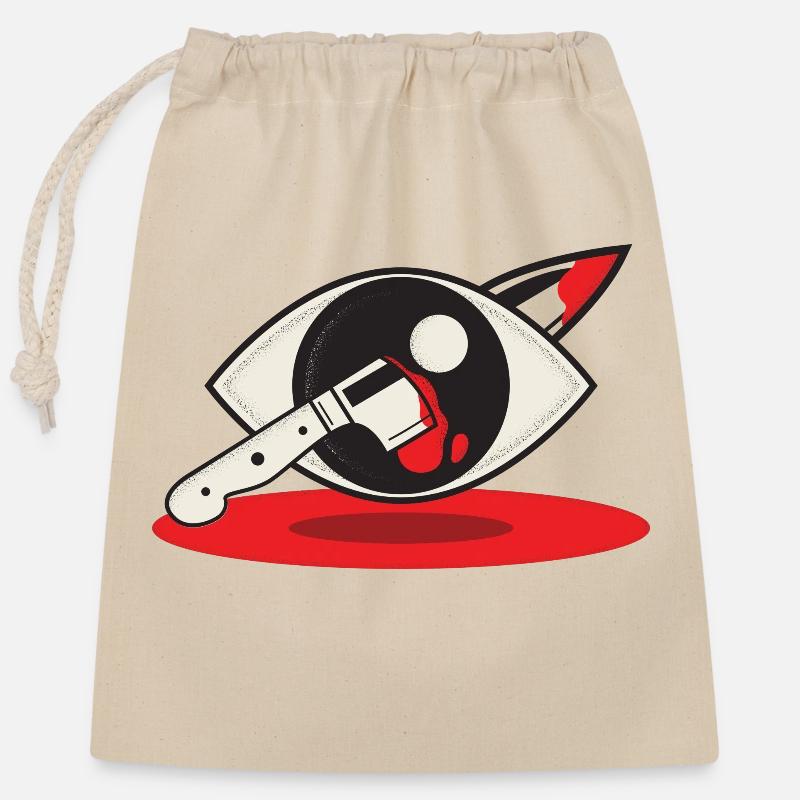 Knife in Eye Logo - Closable cotton gift bag (25x30cm) - nature