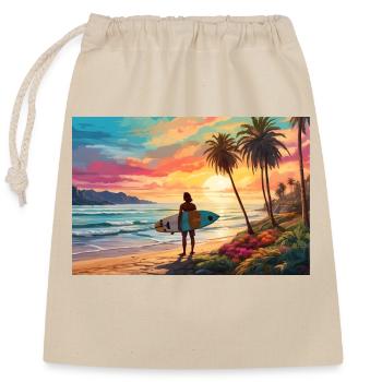 Surfing & Waves - Closable cotton gift bag (25x30cm) - nature - Front