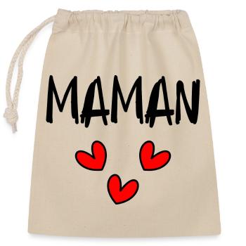 MAMAN - Sac cadeau en coton avec cordon (25 x 30 cm) - nature - Devant