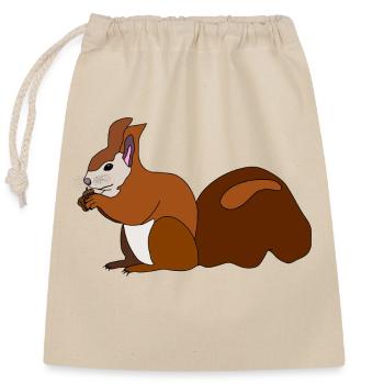 Écureuil avec noix - Sac cadeau en coton avec cordon (25 x 30 cm) - nature - Devant