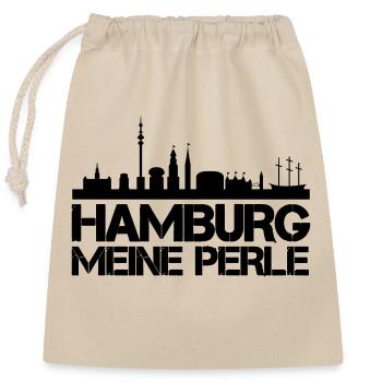 Hamburg City - Closable cotton gift bag (25x30cm) - nature - Front