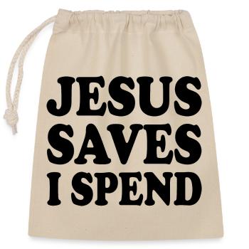 jesus saves i spend - Verschließbarer Geschenkbeutel aus Baumwolle (25x30cm) - Natur - Vorne