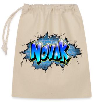 Graffiti NOVAK cracks Birthday Gift child - Closable cotton gift bag (25x30cm) - nature - Front