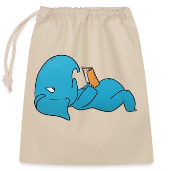 Elephant Reading - Closable cotton gift bag (25x30cm) - nature - Front