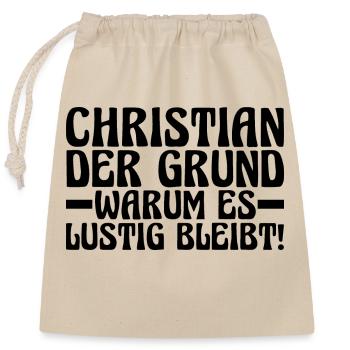 First name Chris Christian - Closable cotton gift bag (25x30cm) - nature - Front