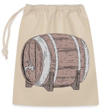 Rustikales Bierfass mit Zapfhahn – Party-Motiv - Verschließbarer Geschenkbeutel aus Baumwolle (25x30cm) - Natur - Vorne