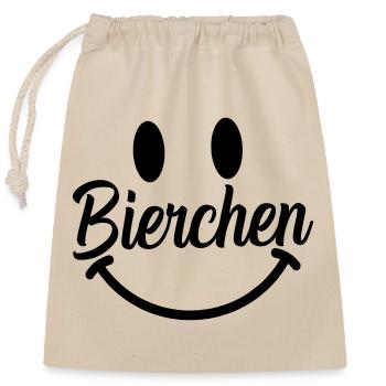 Smile Bierchen - Verschließbarer Geschenkbeutel aus Baumwolle (25x30cm) - Natur - Vorne