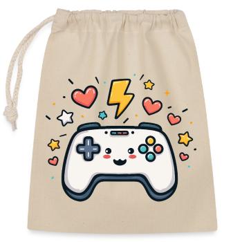 Kawaii Spielcontroller Funkelnd - Verschließbarer Geschenkbeutel aus Baumwolle (25x30cm) - Natur - Vorne