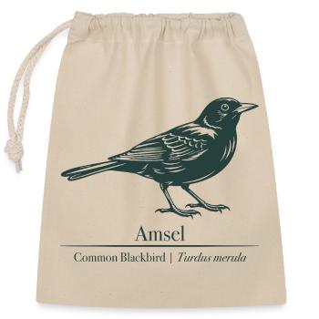 Blackbird Silhouette | Ornithology | Drawing - Closable cotton gift bag (25x30cm) - nature - Front