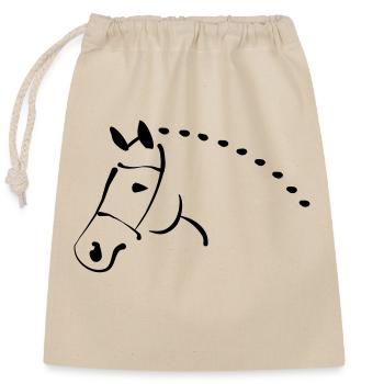 equitation - Sac cadeau en coton avec cordon (25 x 30 cm) - nature - Devant
