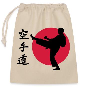 Karate - Verschließbarer Geschenkbeutel aus Baumwolle (25x30cm) - Natur - Vorne