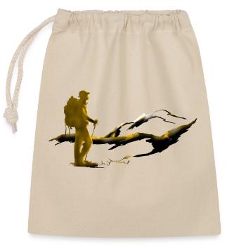 Hiking - Closable cotton gift bag (25x30cm) - nature - Front