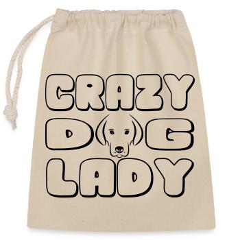 Dame folle de chien. Pour les femmes qui aiment les chiens - Sac cadeau en coton avec cordon (25 x 30 cm) - nature - Devant