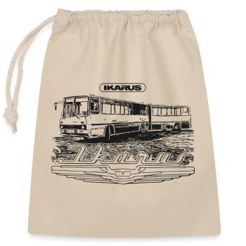 Ikarus - Gelenkbus - Verschließbarer Geschenkbeutel aus Baumwolle (25x30cm) - Natur - Vorne
