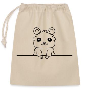 Hinter Mauer Hamster lustig - Verschließbarer Geschenkbeutel aus Baumwolle (25x30cm) - Natur - Vorne