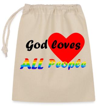 LGBTQ God Love Rainbow Flag Football - Sac cadeau en coton avec cordon (25 x 30 cm) - nature - Devant