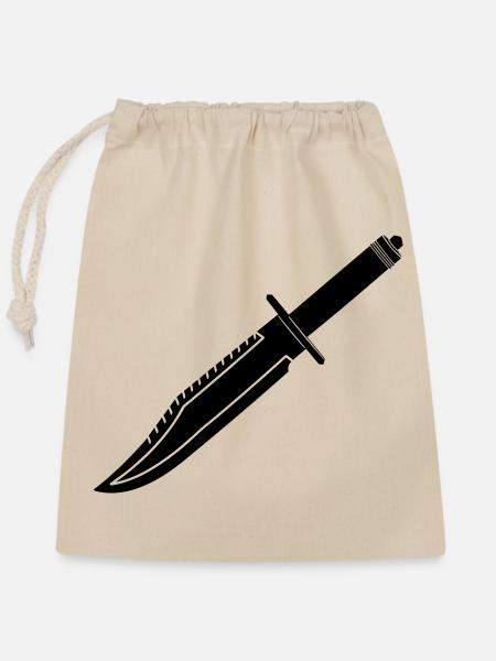 Rambo Messer lang - Verschließbarer Geschenkbeutel aus Baumwolle (25x30cm) - Natur