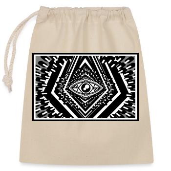 Monochrome Radiant Eye Sun Rays in Space - Closable cotton gift bag (25x30cm) - nature - Front