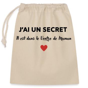 J'ai un secret, il est dans le ventre de maman - Sac cadeau en coton avec cordon (25 x 30 cm) - nature - Devant