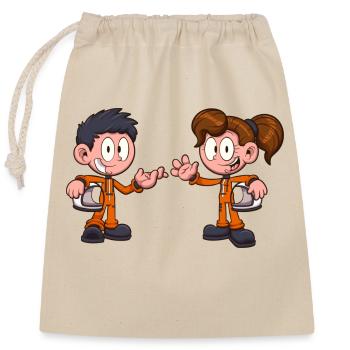 Astronaut Kids - Closable cotton gift bag (25x30cm) - nature - Front