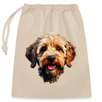  Hund in Polygon Stil - Verschließbarer Geschenkbeutel aus Baumwolle (25x30cm) - Natur - Vorne