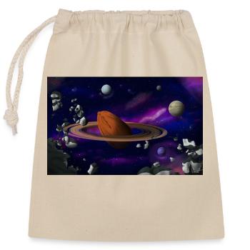 Planète Amande - Sac cadeau en coton avec cordon (25 x 30 cm) - nature - Devant