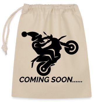 coming soon santa claus santa claus wheelie - Closable cotton gift bag (25x30cm) - nature - Front