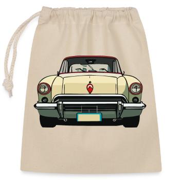 Oldtimer-Spielzeugauto - Verschließbarer Geschenkbeutel aus Baumwolle (25x30cm) - Natur - Vorne