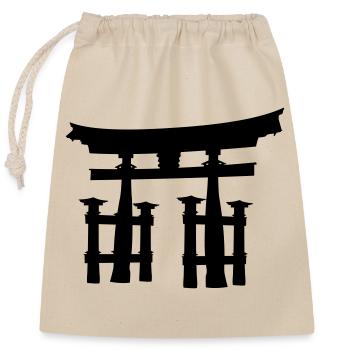 Japanese torii or gate transparent shadow image - Closable cotton gift bag (25x30cm) - nature - Front