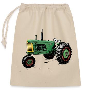 Oliver 88 Traktor - Verschließbarer Geschenkbeutel aus Baumwolle (25x30cm) - Natur - Vorne