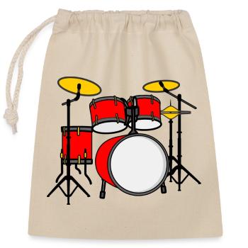 Kit de batterie logo rouge - Sac cadeau en coton avec cordon (25 x 30 cm) - nature - Devant